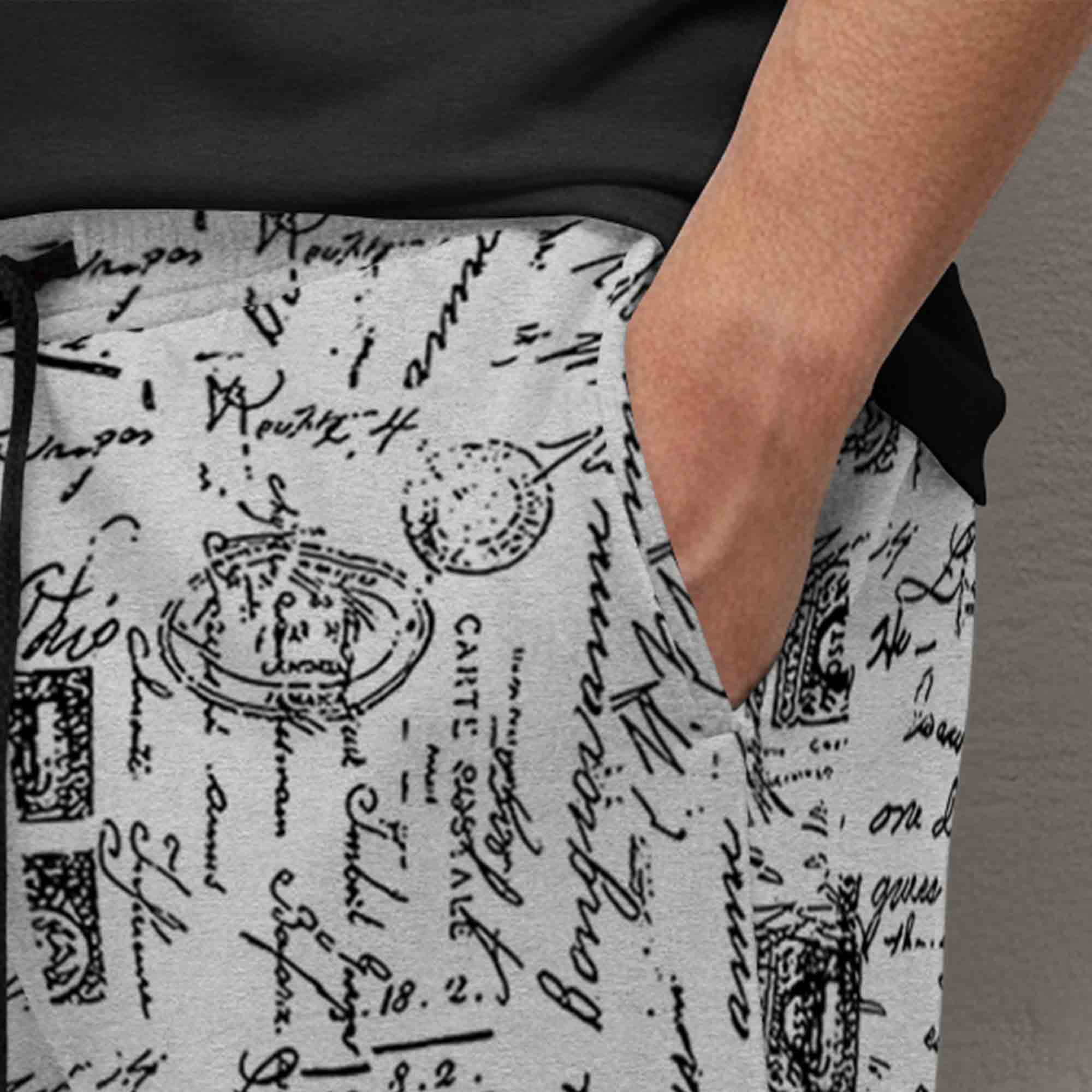 Men All Over Printed Short Grey