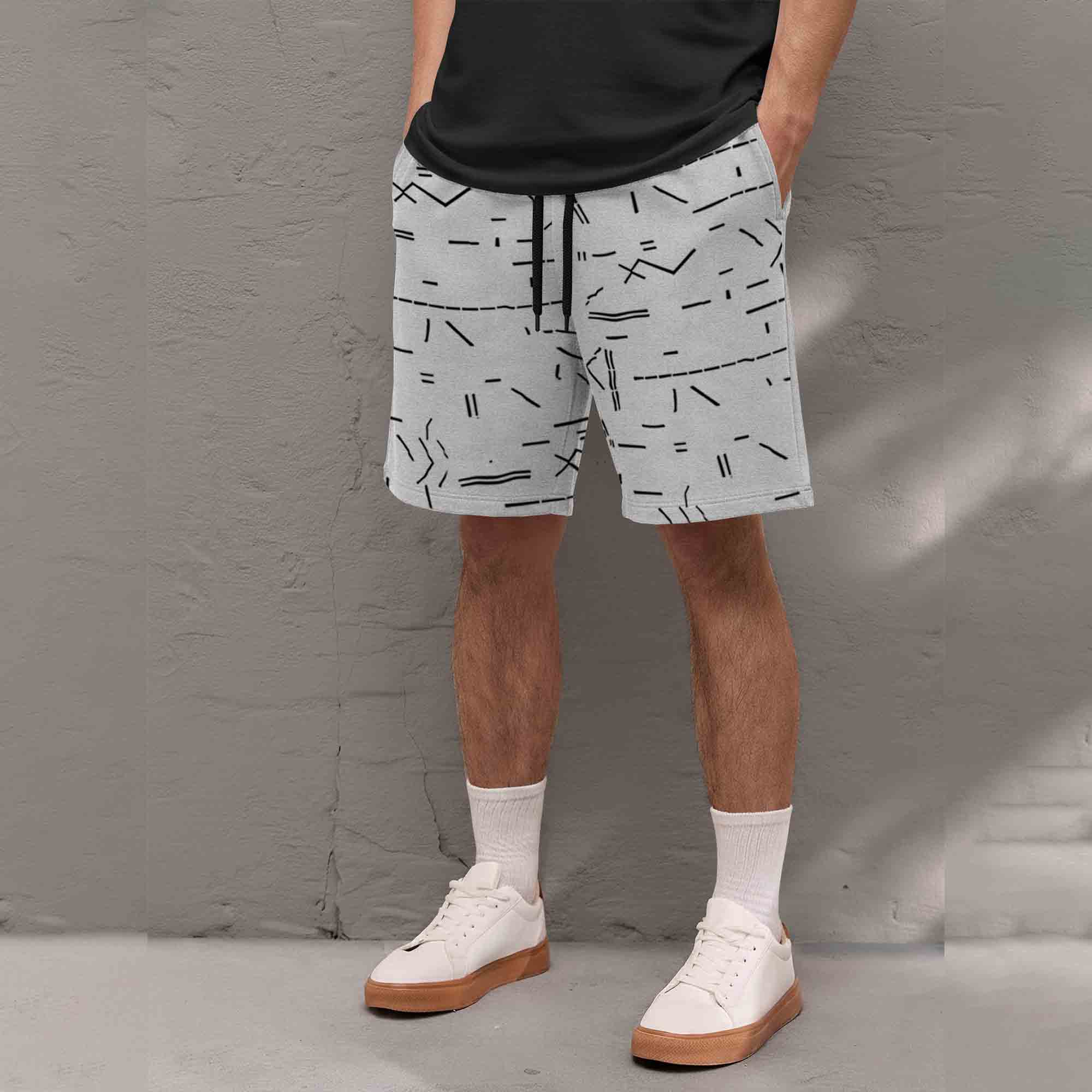 Men Printed Regular Fit Shorts Grey