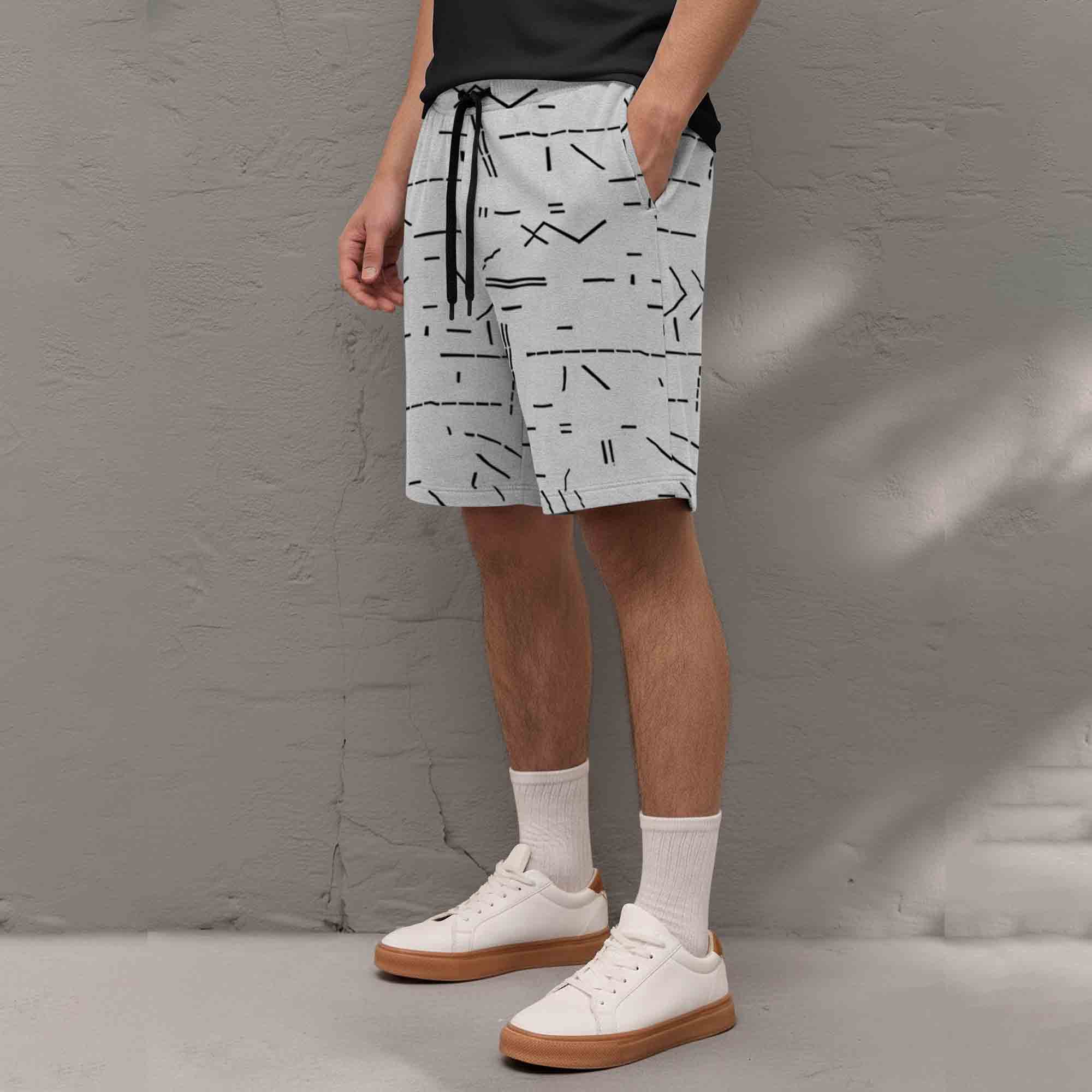 Men Printed Regular Fit Shorts Grey