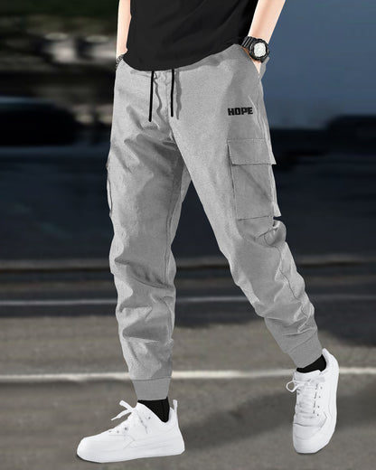 Men Solid Grey Designer Cargo Pant - Main Image