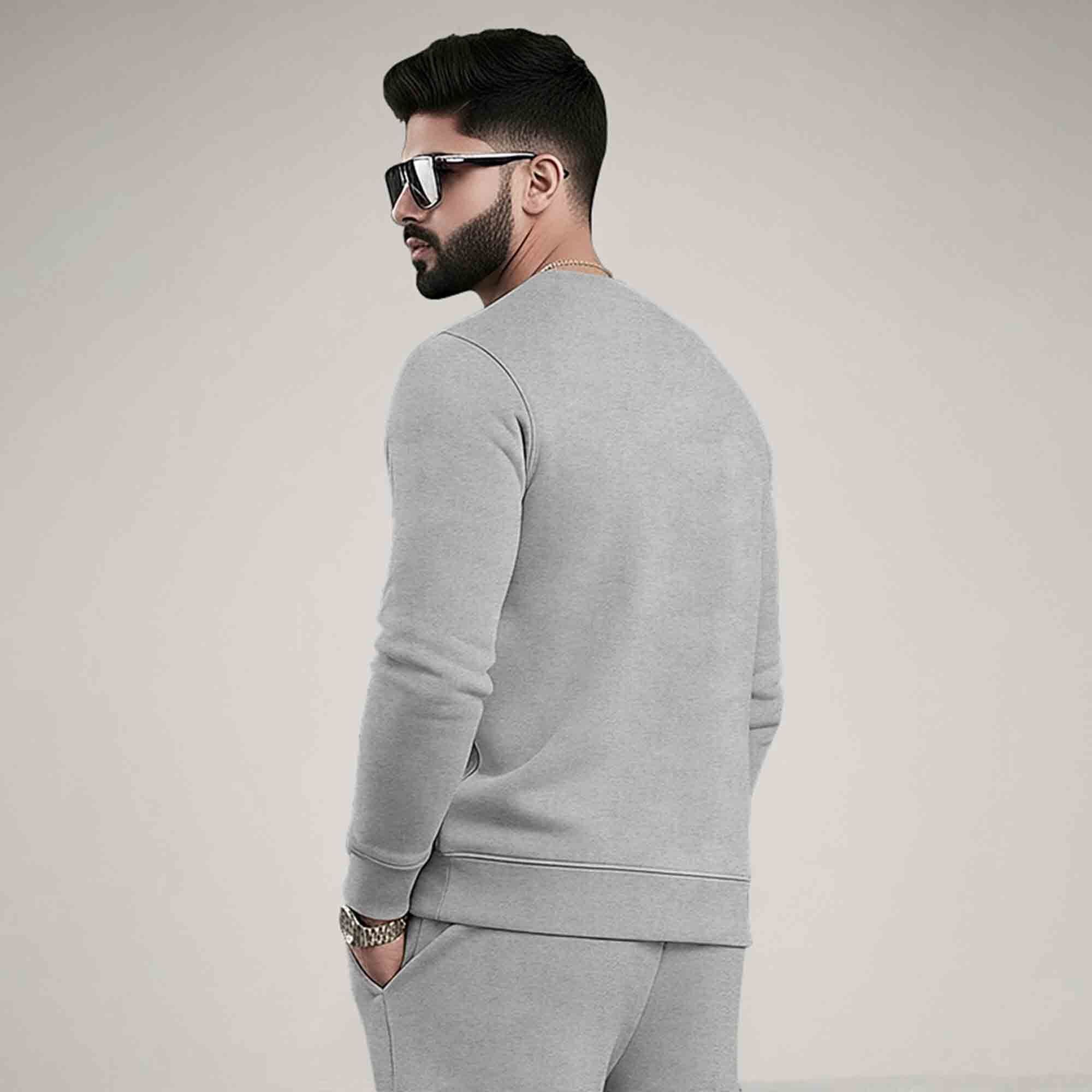 PLAIN GREY MEN REGULAR FIT CASUAL SWEATSHIRT