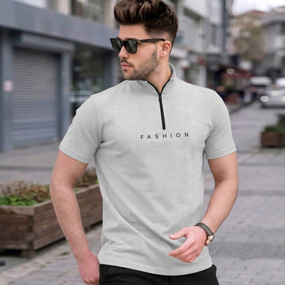 Mens High Neck Half Sleeve Cotton Blended T-shirts