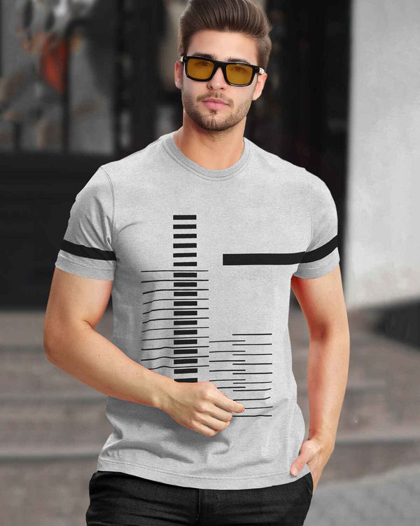 Half Sleeve Round Neck Grey Printed TShirt