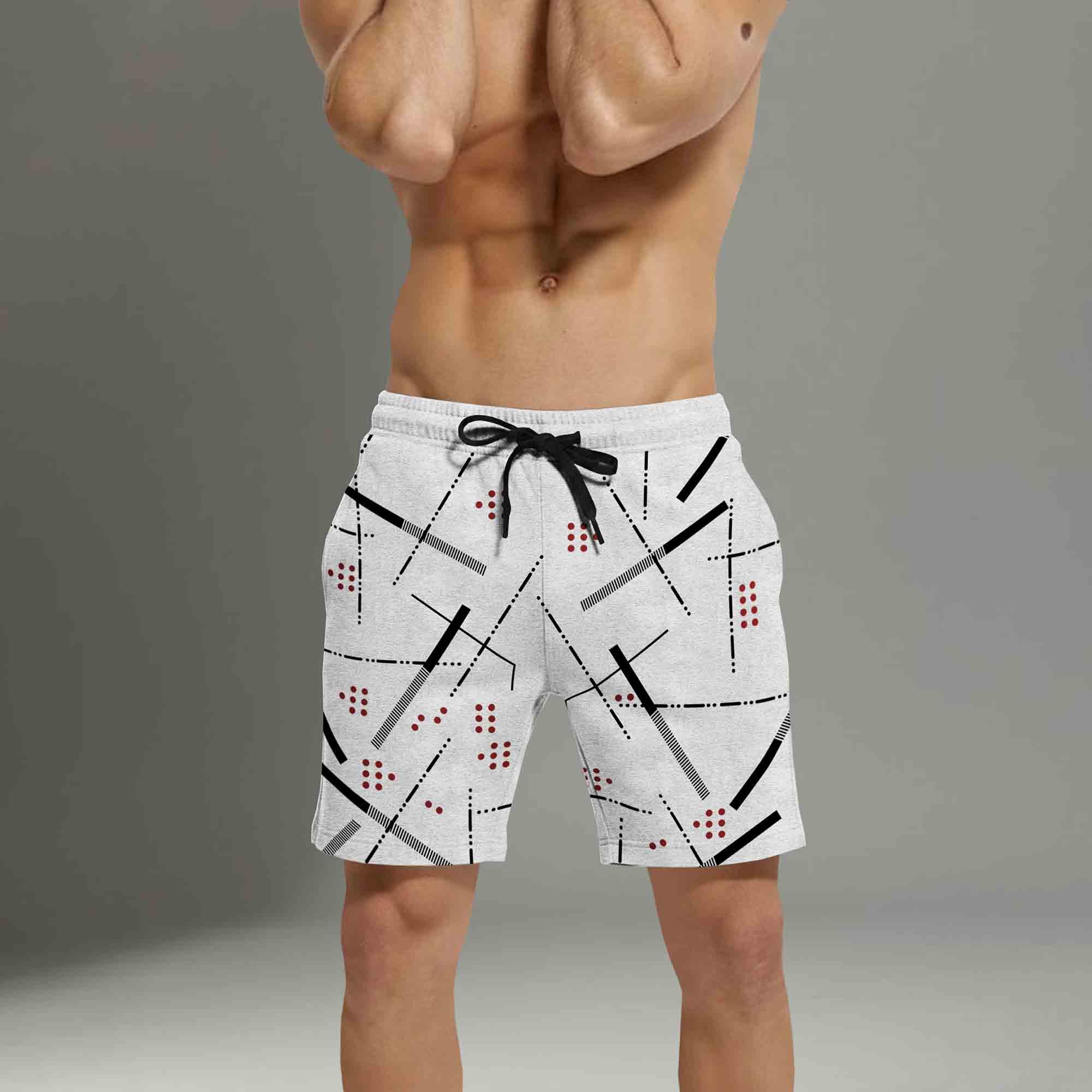 Mens Grey Printed Short