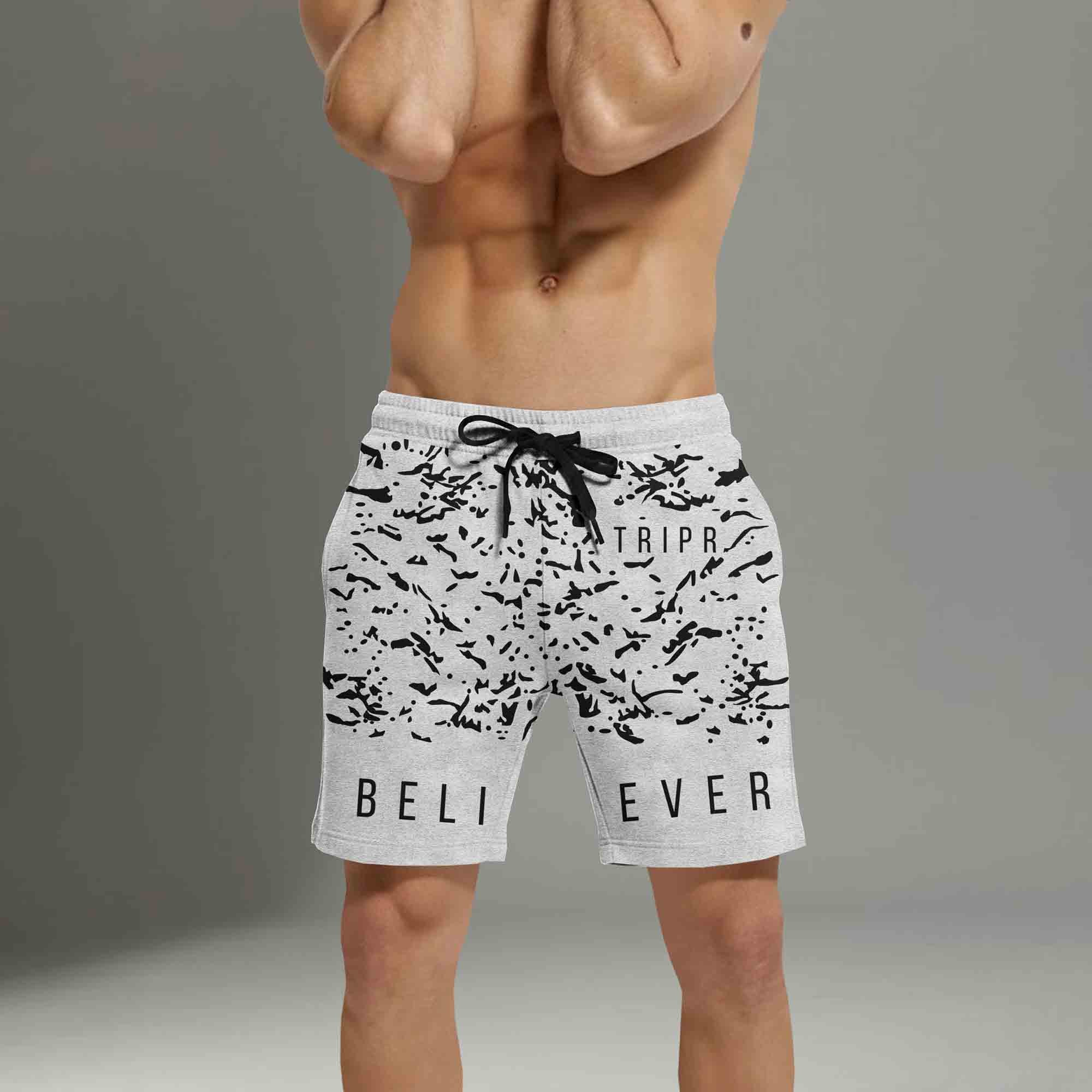 Printed Men Grey Regular Shorts