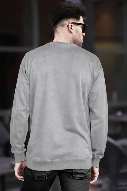 Mens Full Sleeve Round Neck  Plain Grey T-shirt