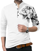Printed Lion Full Sleeve Henley T-Shirt