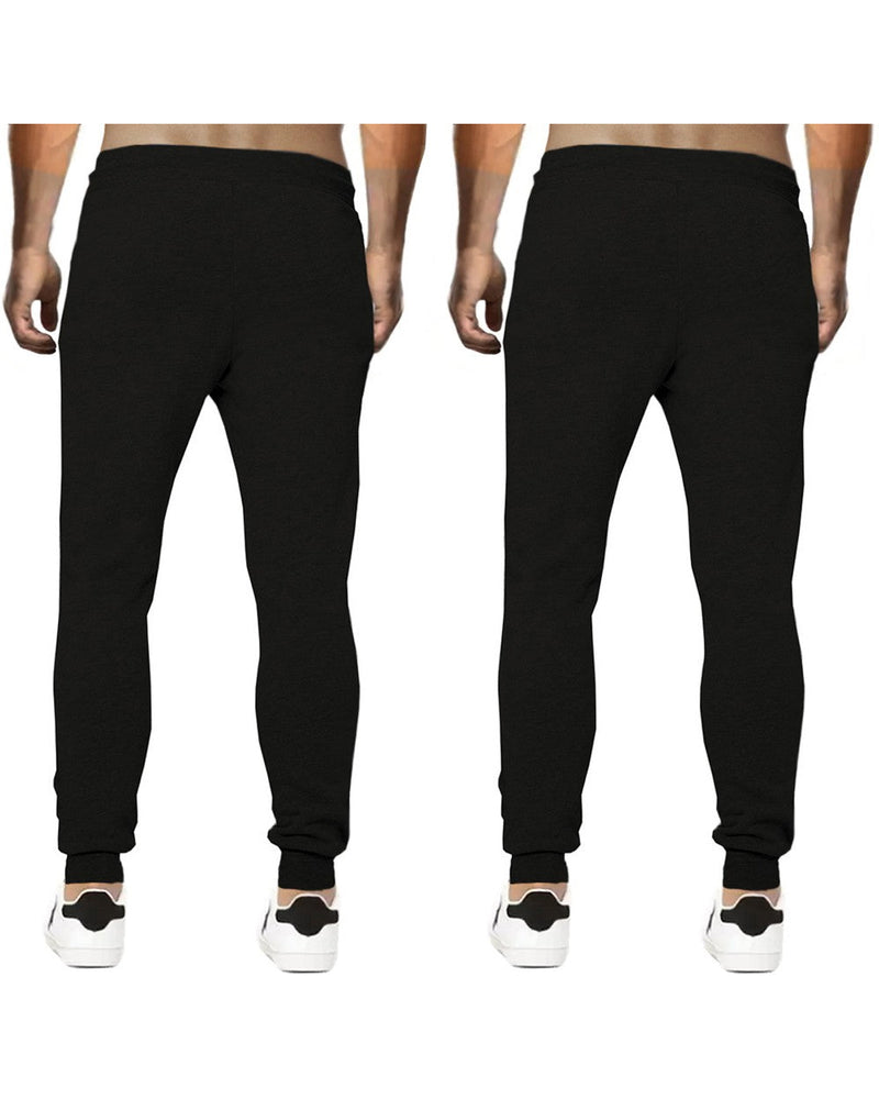 Men Sports Trackpants Combo | Black colorblock (Pack of 2)