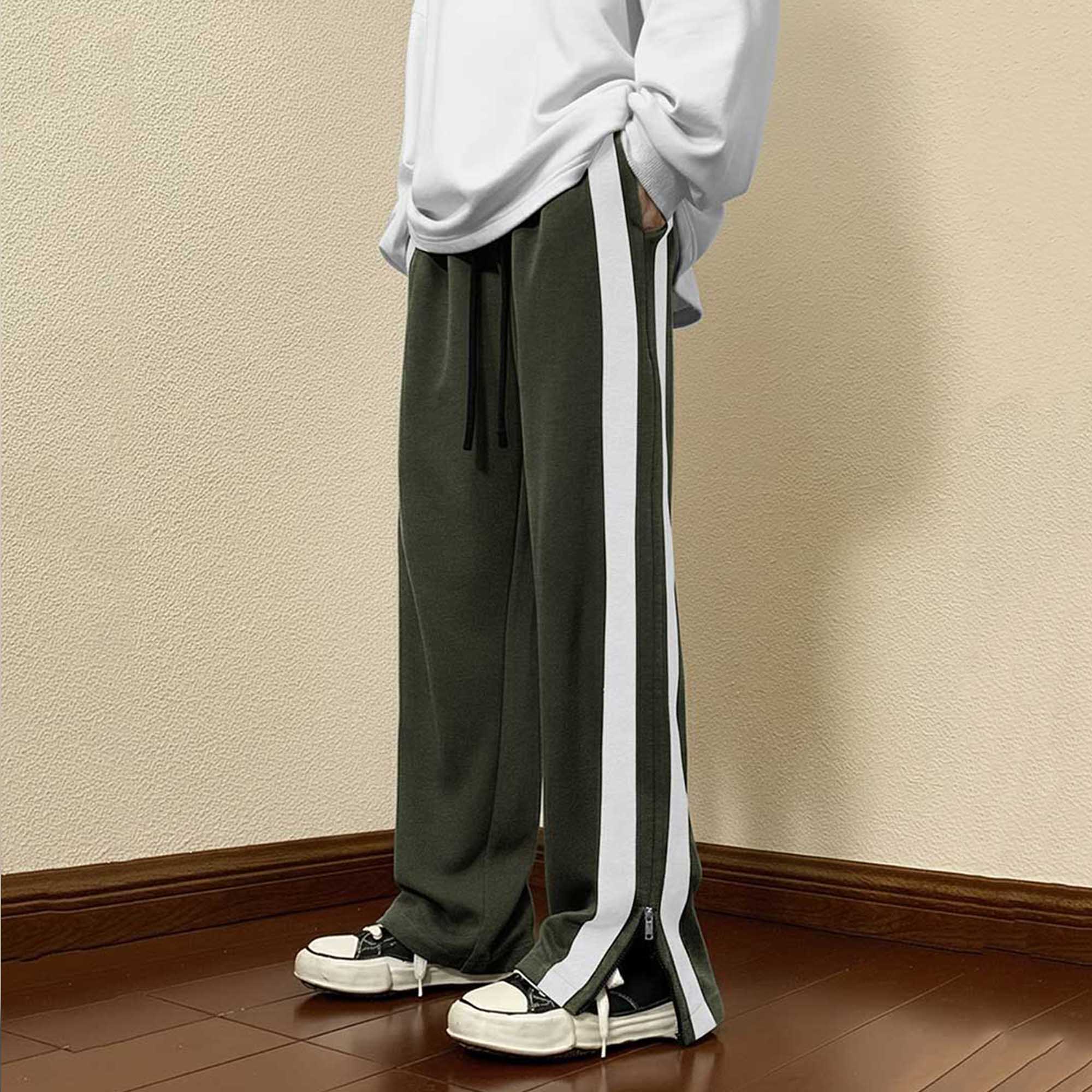 Men’s Olivegreen Trackpant with White Side Stripes