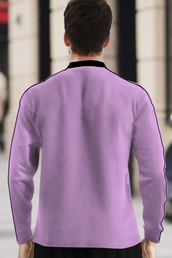 full sleeve Lavender Mandarin Collar men T-Shirt