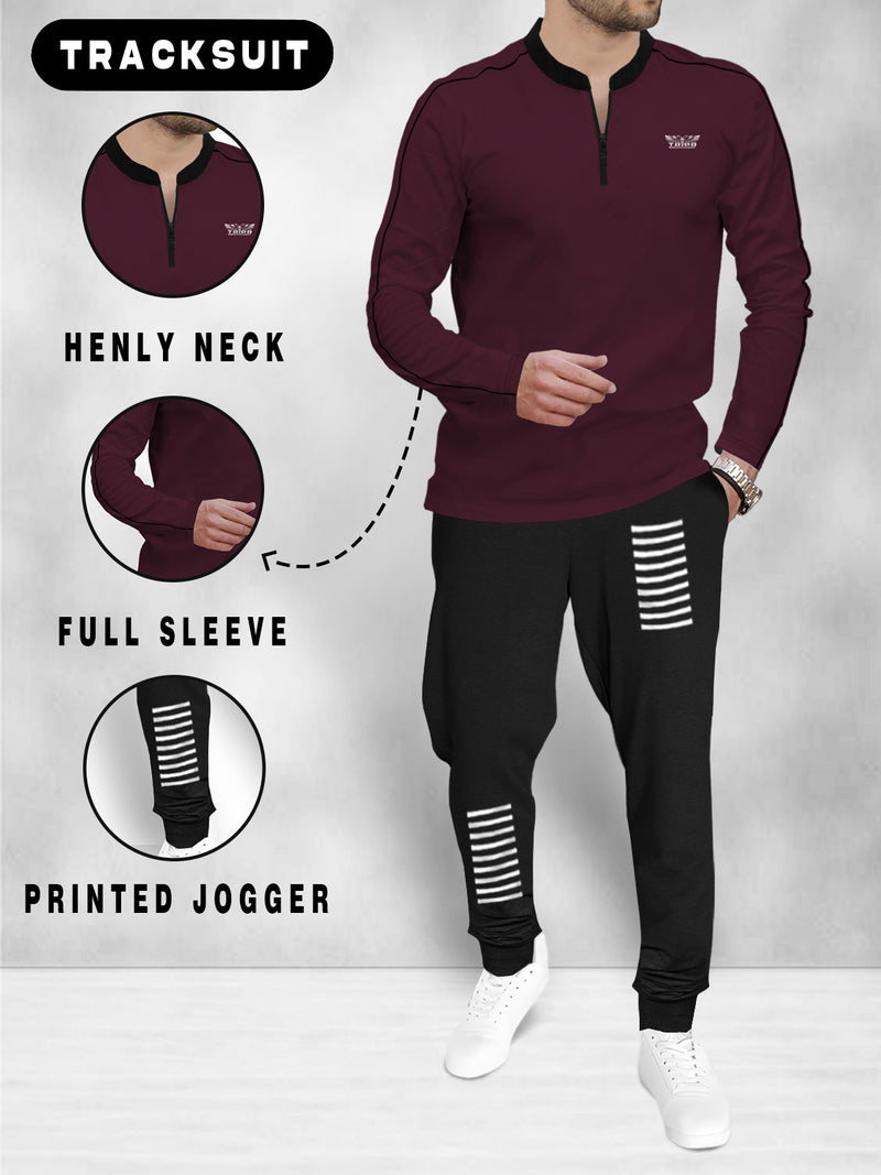 mens tracksuit FULL SLEEVE - MAROON BLACK