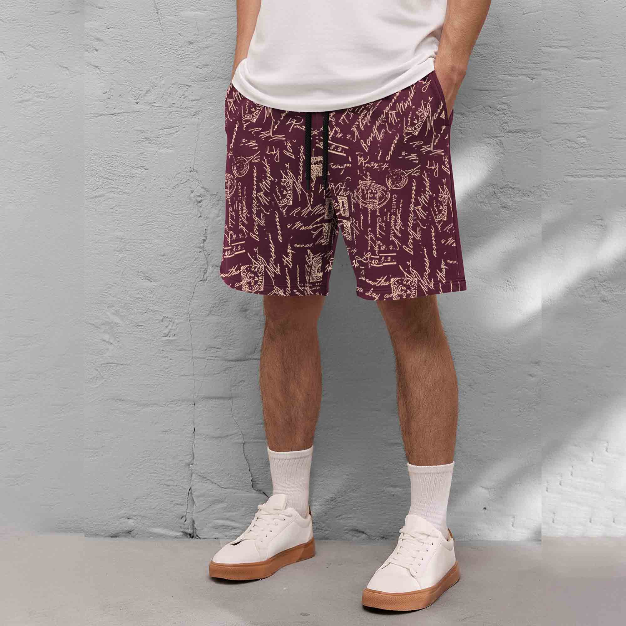 Men All Over Printed Short Maroon