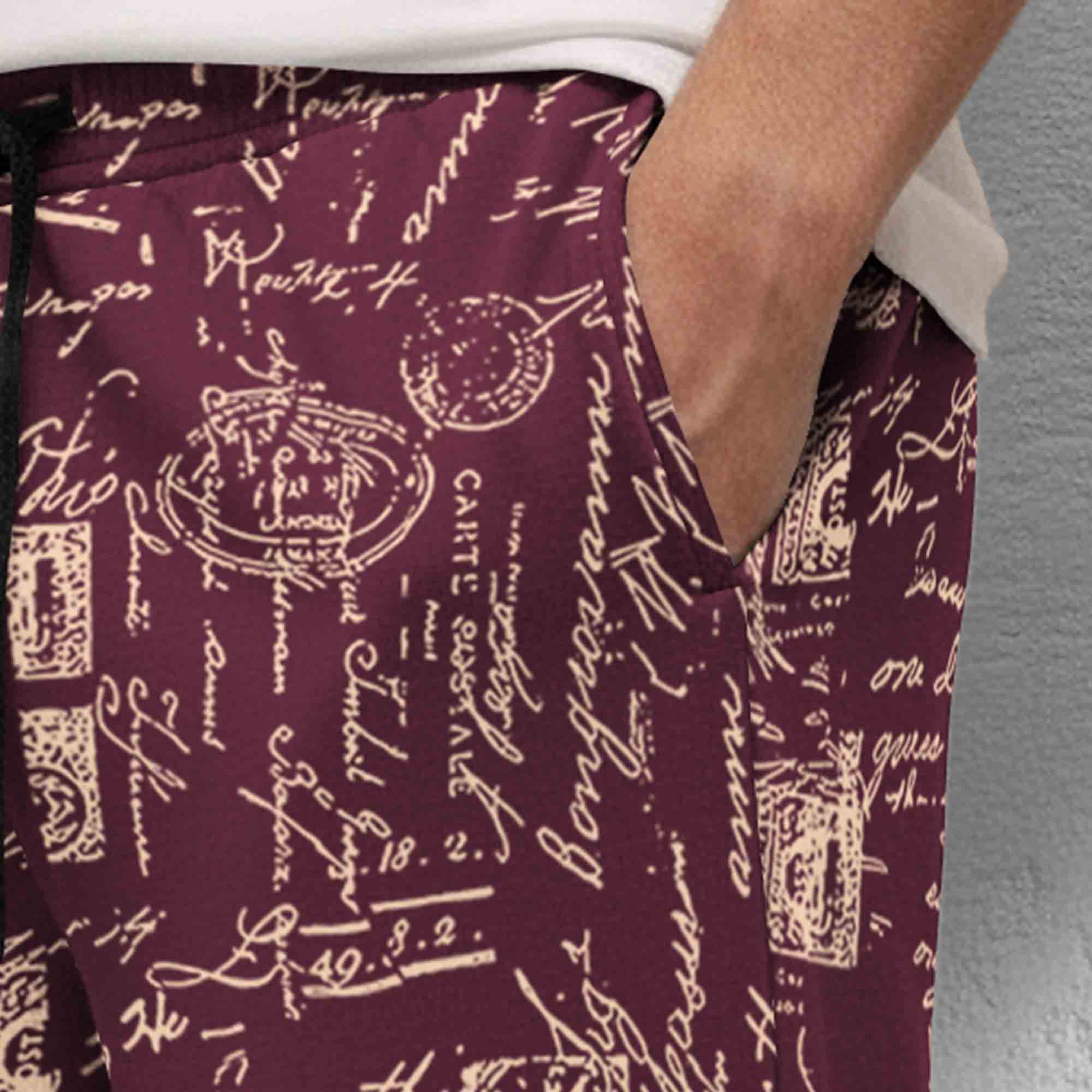 Men All Over Printed Short Maroon