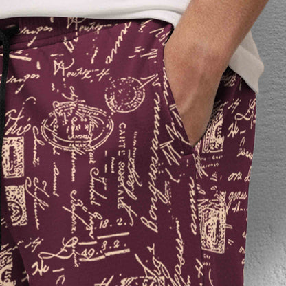 Men All Over Printed Short Maroon