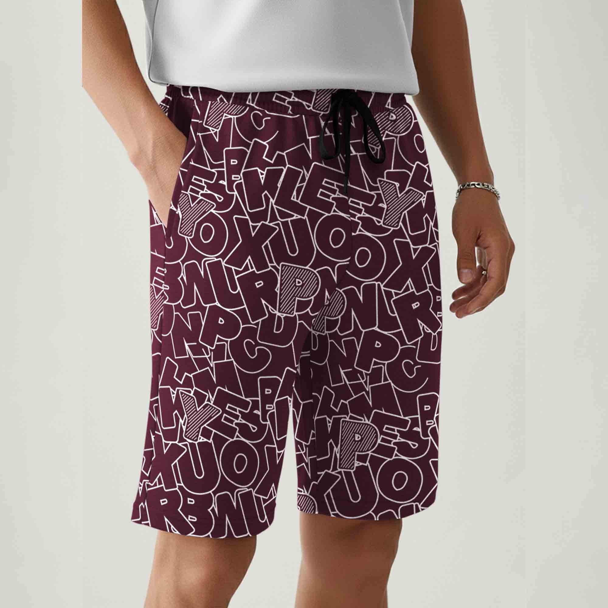Men All Over Printed Short Maroon