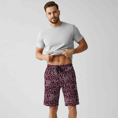 Men All Over Printed Short Maroon