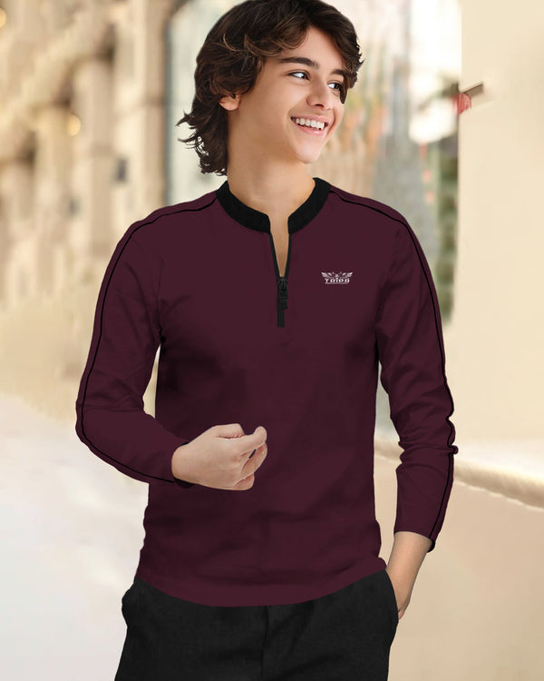 Kid Boy Full Sleeve Maroon T-shirt