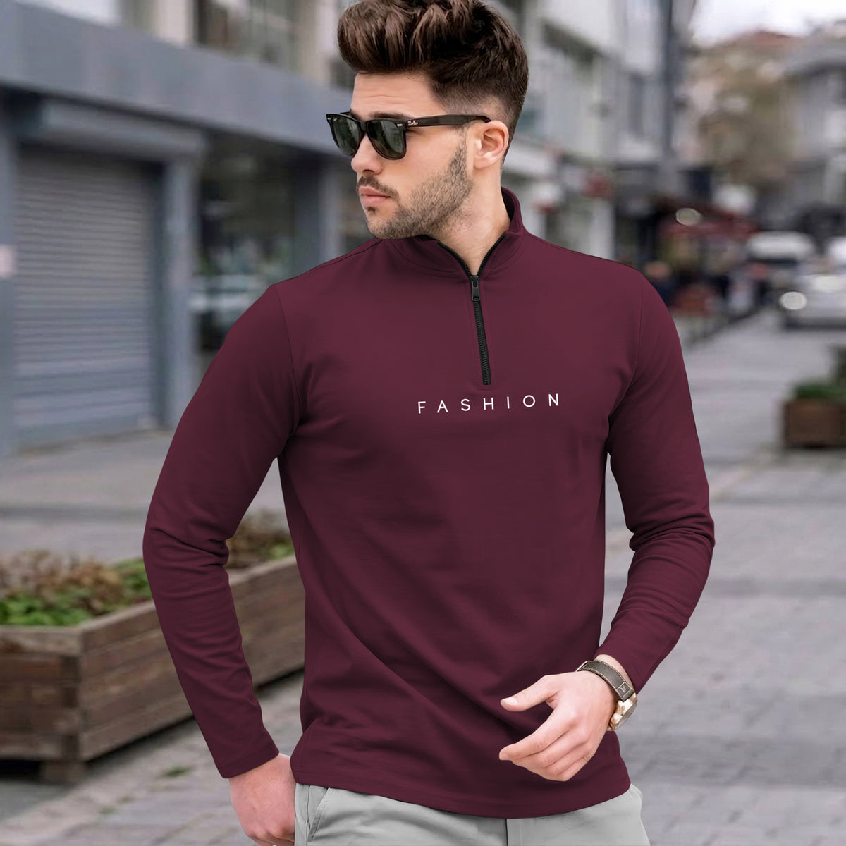 Mens High Neck Full Sleeve Cotton Blended T-shirts