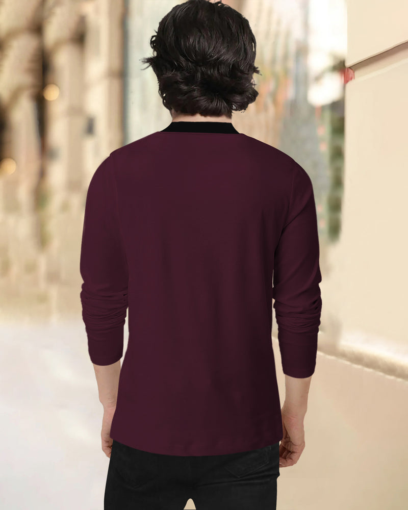 Kid Boy Full Sleeve Maroon T-shirt