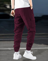 Men Solid Maroon Designer Cargo Pant