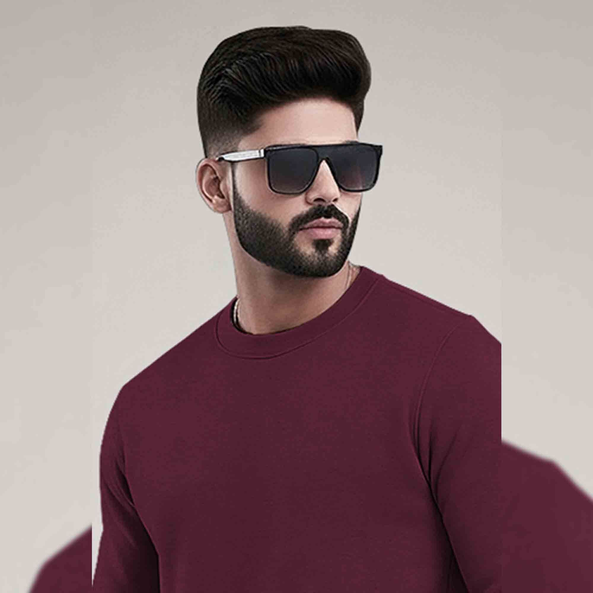 PLAIN MAROON MEN REGULAR FIT CASUAL SWEATSHIRT