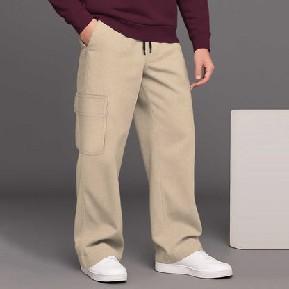 Maroon High Neck Plain Sweatshirt With Beige baggy Cargo Tracksuit