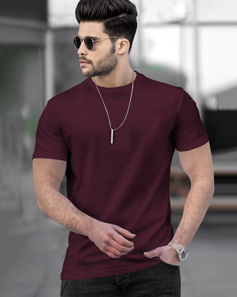 Mens Tracksuit - Half Sleeve Maroon t-shirt / Caharcoal Black Trackpant