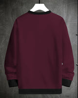 Men Printed Maroon Black Cuffed Sleeve T-Shirt