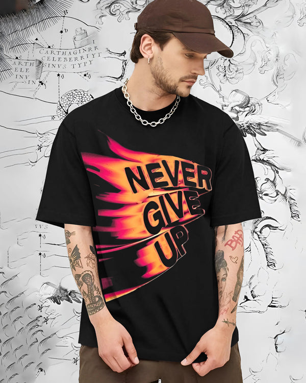 Men Never Give Up Printed T-Shirt