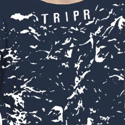 Men Sleeveless Navy Blue Printed Vest