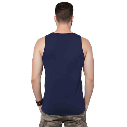 Men Printed Navy Blue Tank Top Hangover Vest