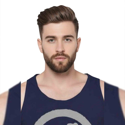 Men Printed Navy Blue Tank Top Hangover Vest