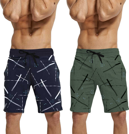 mens PACK OF 2-navyblue-olivegreen shorts
