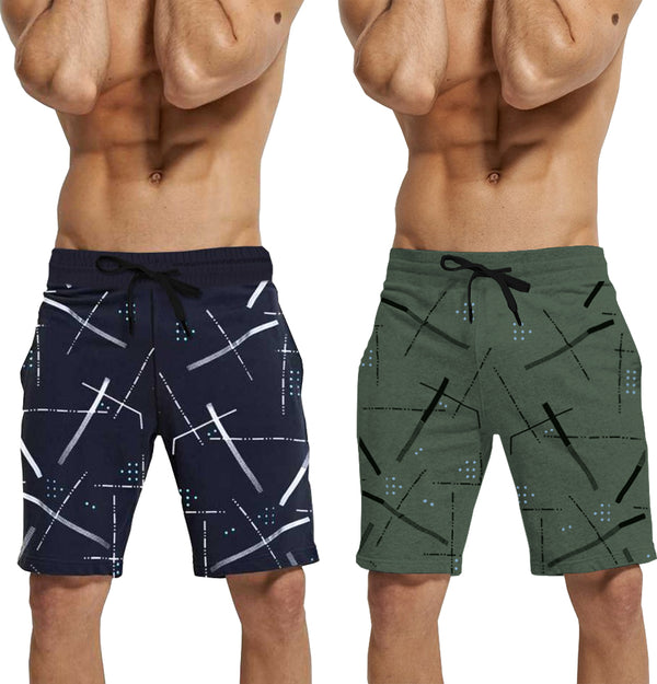 mens short-PACK OF 2-navyblue-olivegreen