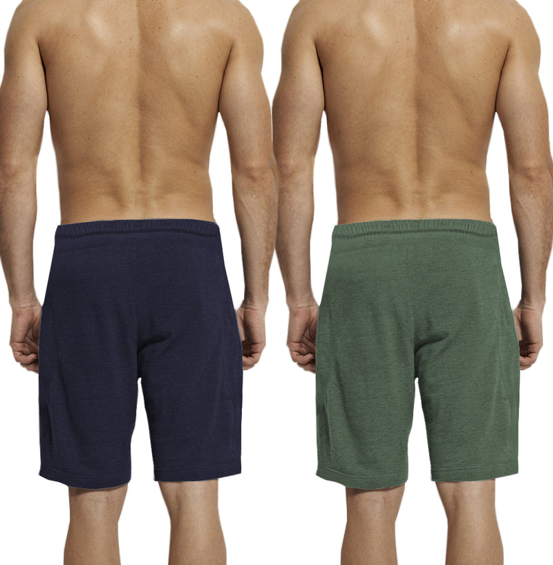 mens short-PACK OF 2-navyblue-olivegreen