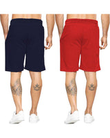 mens short-PACK OF 2-red-navyblue