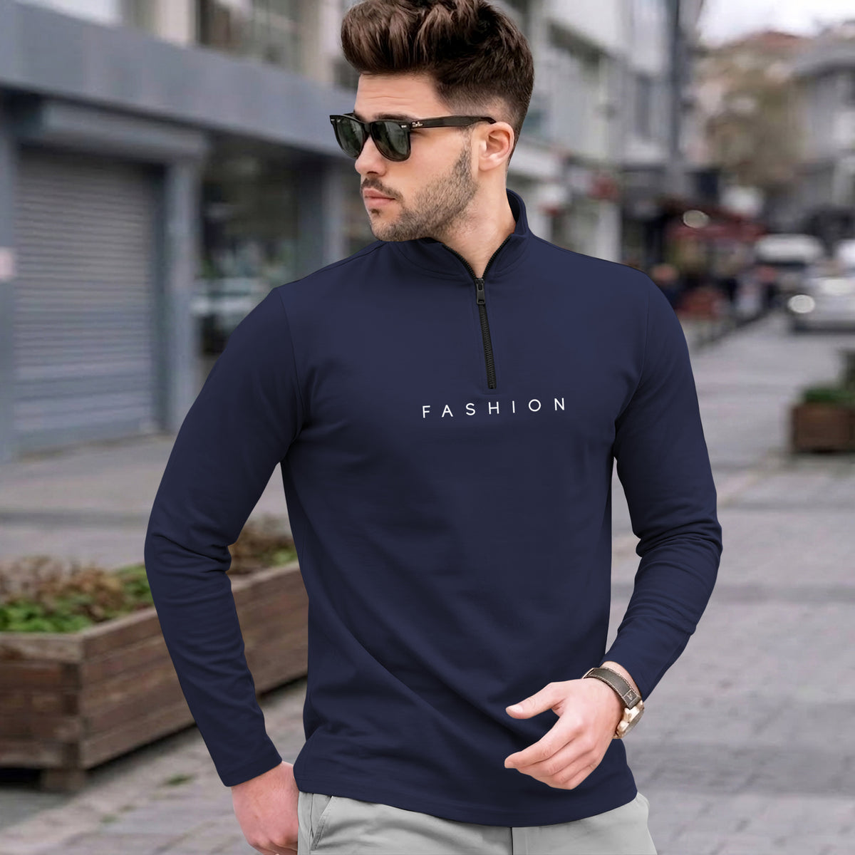 Mens High Neck Full Sleeve Cotton Blended T-shirts