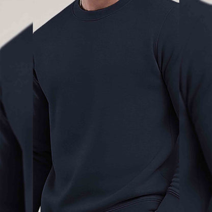 PLAIN NAVY BLUE MEN REGULAR FIT CASUAL SWEATSHIRT