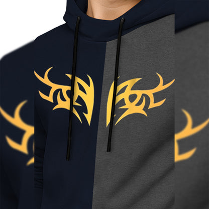 Boys Full Sleeve Hooded Dual Color T-shirt Navyblue & Darkgrey