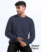 Men Plain Round Neck Casual Sweater / Navyblue