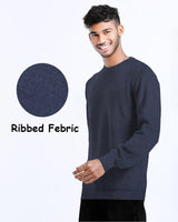 Men Plain Round Neck Casual Sweater / Navyblue