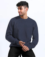 Men Plain Round Neck Casual Sweater / Navyblue