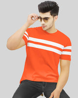 Men Striped Round Neck Cotton Blend Multicolor T-Shirt