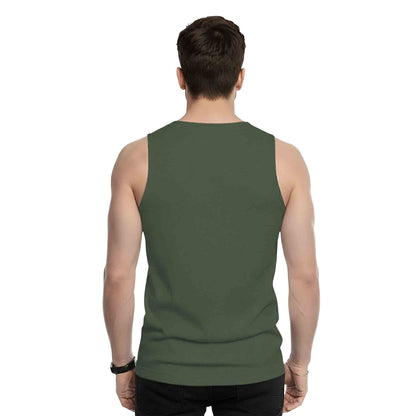 Men Sleeveless Olive Green Printed Vest