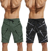 mens short-PACK OF 2-black-olivegreen