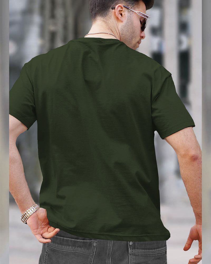 Mens Half Sleeve Plain Round Neck T-shirts (Pack Of 2) / Olivegreen & Black