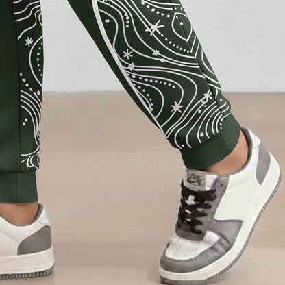 Designer Cargo Olivegreen Jogger with Side Print Panel