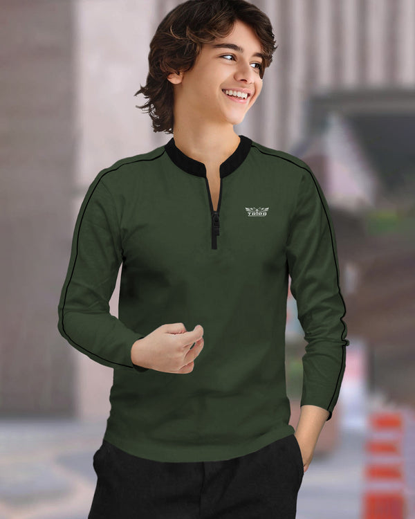 Kid Boy Full Sleeve Olivegreen T-shirt