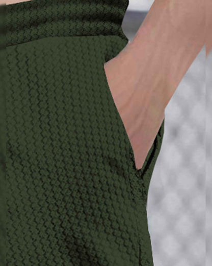 Men Plain Waffle Olivegreen Trackpant