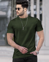 Mens Tracksuit - Half Sleeve Olive Green t-shirt / Black Trackpant